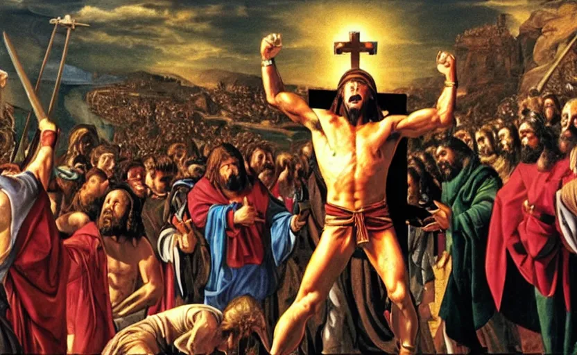 Prompt: the passion of the christ but it's hulk hogan