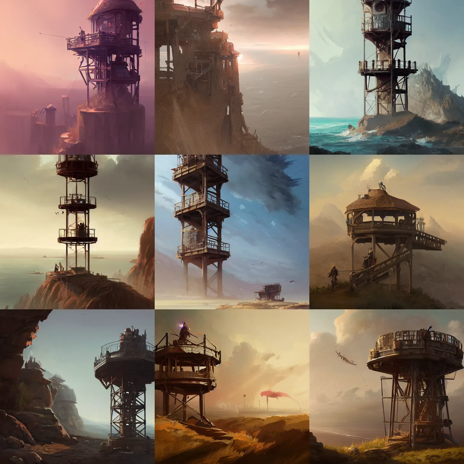 Prompt: lookout tower spots the incoming attack, by greg rutkowski, chris tulloch mccabe, valentina remenar and asher duran, digital art, concept art, trending on artstation