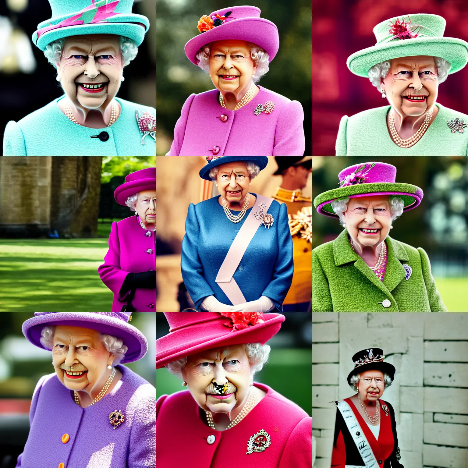 Prompt: Queen Elizabeth, as Austin Powers, portrait photograph, depth of field, bokeh