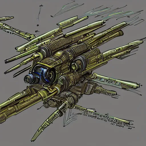 Image similar to magitech sci fi energy weapon of unknown tribal origin, concept art