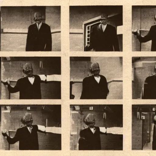 Image similar to a film strip reel of a man waving his arm from left to right