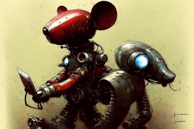 Image similar to adventurer ( ( ( ( ( 1 9 5 0 s retro future robot mouse explorer vehical. muted colors. ) ) ) ) ) by jean baptiste monge!!!!!!!!!!!!!!!!!!!!!!!!! chrome red