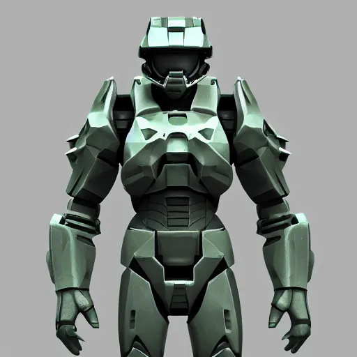 Image similar to Low poly render of Master Chief