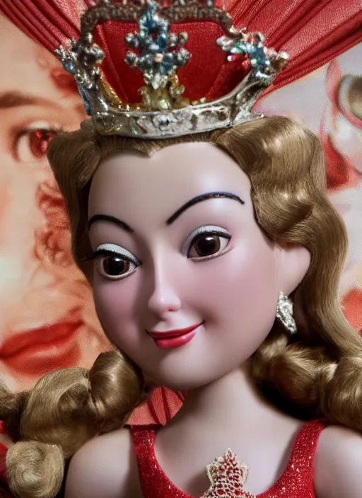 Image similar to closeup face profile portrait of tin toy grace kelly as a fairytale princess wearing a crown eating cakes, bikini, depth of field, zeiss lens, detailed, symmetrical, centered, fashion photoshoot, by nicoletta ceccoli, mark ryden, lostfish, breathtaking, 8 k resolution, extremely detailed, beautiful, establishing shot, artistic, hyperrealistic, octane render