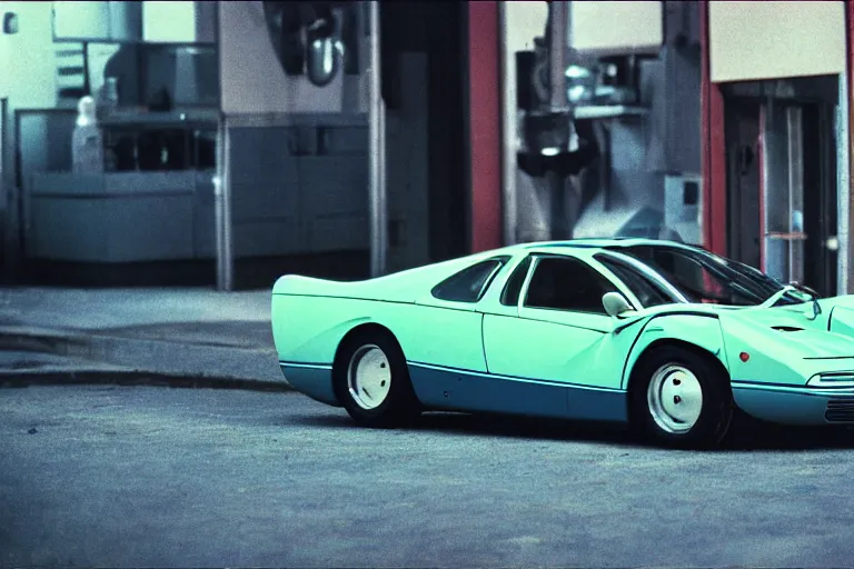 Image similar to stylized poser of a single 1973 Citroen ((McLaren F1)), thick neon lights, ektachrome photograph, volumetric lighting, f8 aperture, cinematic Eastman 5384 film