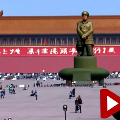 Prompt: reacts to Tiananmen Square, YouTube thumbnail