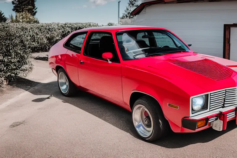 Image similar to 1975 supercharged with a blower Chevette, XF IQ4, 150MP, 50mm, F1.4, ISO 200, 1/160s, natural light, Adobe Photoshop, Adobe Lightroom, photolab, Affinity Photo, PhotoDirector 365