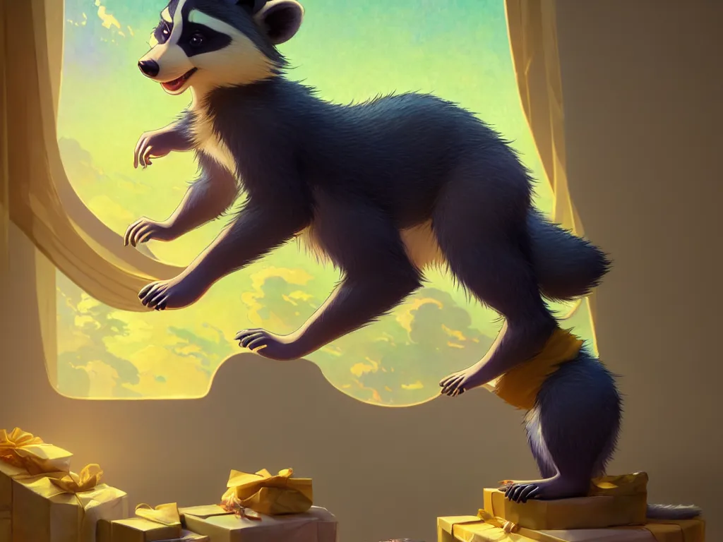 Prompt: the beautiful diaper packaging rendering of a lovely disney raccoon, pop art, perfectly shaded, atmospheric lighting, in the style of makoto shinkai, raphael lacoste louis comfort tiffany, artgerm, karol bak, james jean, ross tran, 8 k hd, fine texture structure, 3 drender,