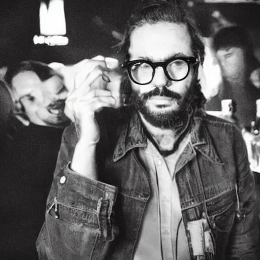Prompt: quim barreiros as a hipster in an lgbt nightclub