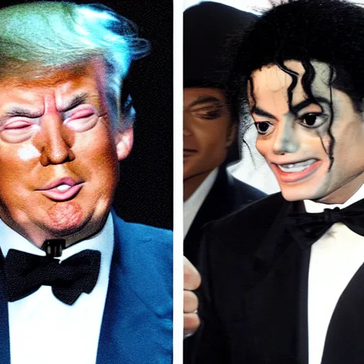 Image similar to cursed photo of donald trump and michael jackson