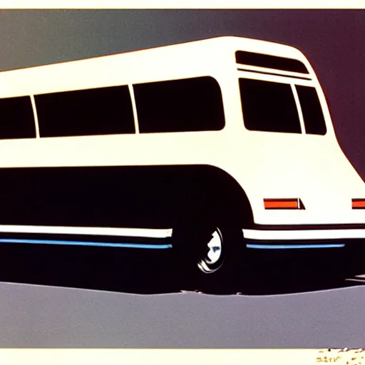 Image similar to concept art for compact bus, painted by syd mead, high quality