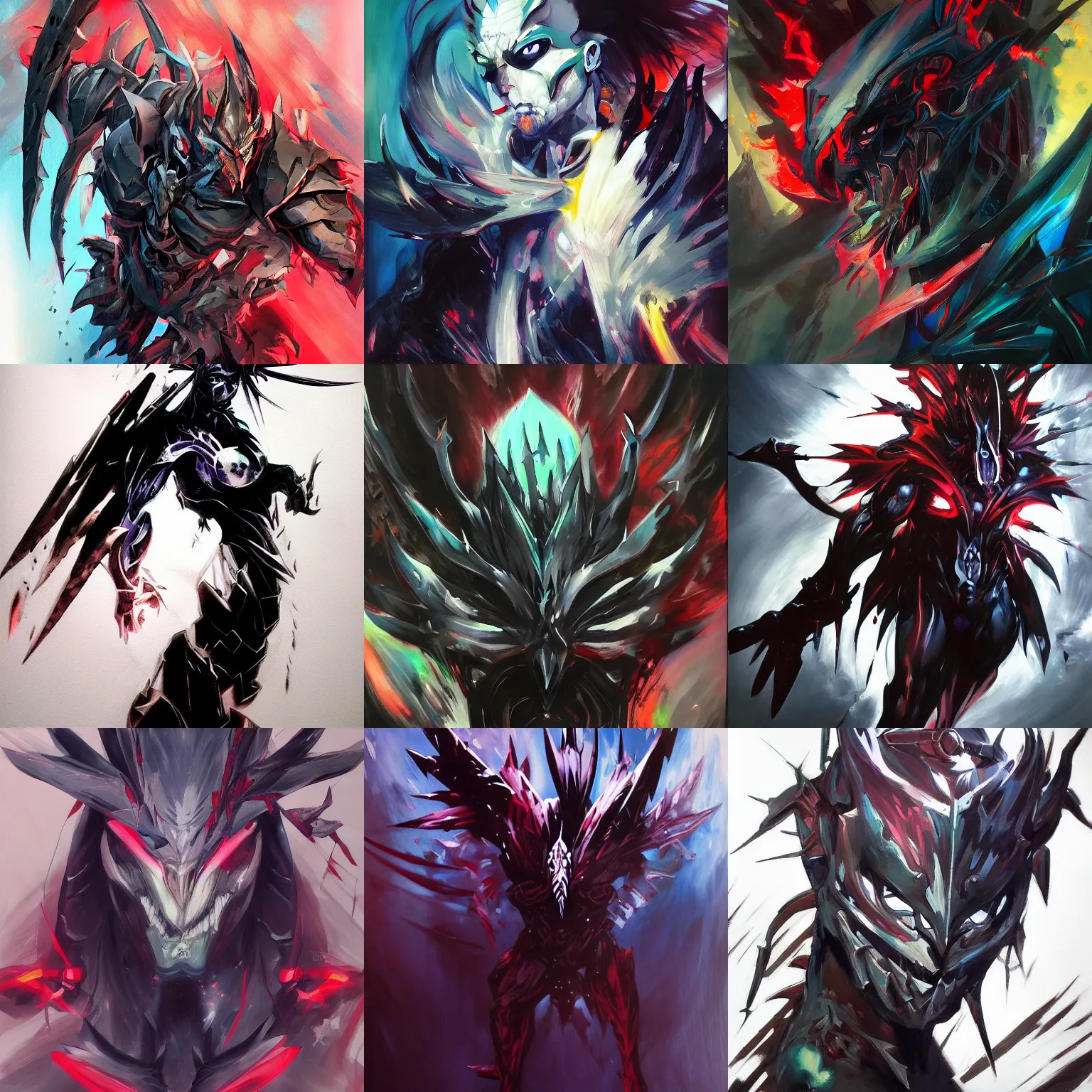 Prompt: a beautiful painting of Terrorblade by Yoji Shinkawa, Dota, strong lines and bold colors, limited color palette, atmosphere and tension, Japanese, trending on artstation