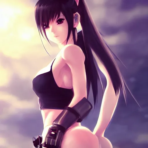 Image similar to beautiful anime art of tifa lockhart by WLOP, rossdraws, Logan Cure, Mingchen Shen, BangkuART, sakimichan, yan gisuka, JeonSeok Lee, zeronis, Chengwei Pan on artstation