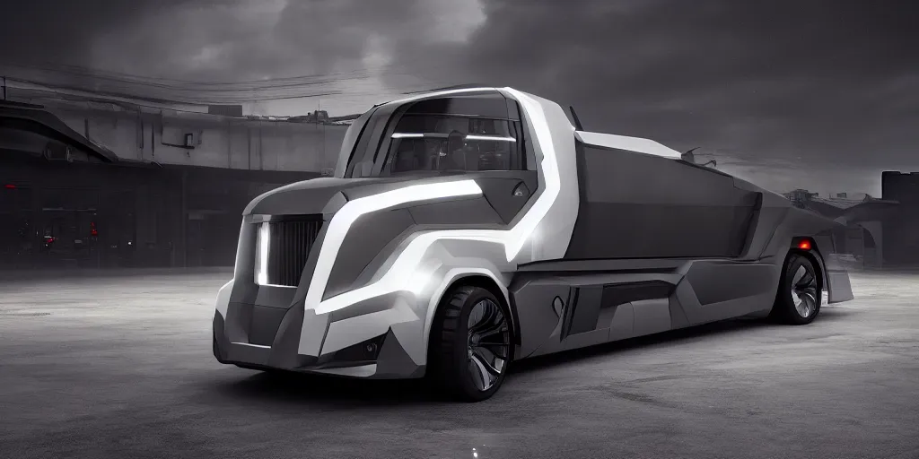 Image similar to a design of a futuristic cybertruck, designed by Polestar, blade runner background, stained antique copper car paint, white wheel rims, black windows, sportscar, dark show room, dramatic lighting, hyper realistic render, depth of field