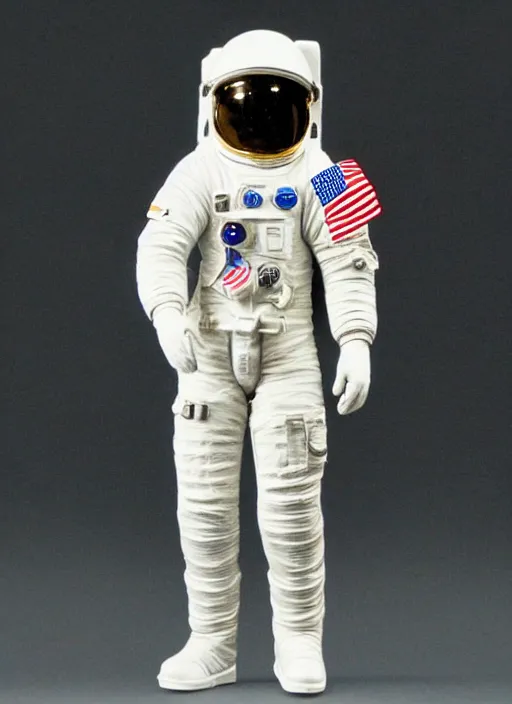 Image similar to Fine Image on the store website, eBay, Full body, 80mm resin figure of a detailed astronaut, Environmental light from the front, dark background