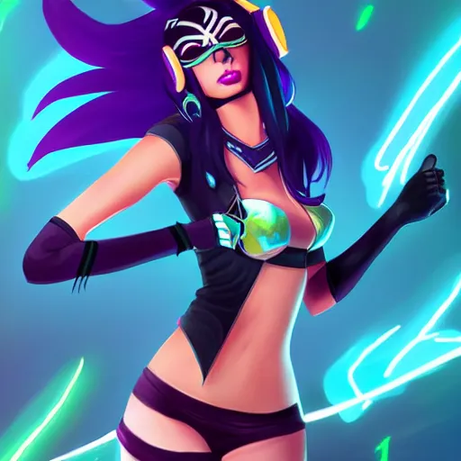 Image similar to K/DA Akali, Riot Games, League of Legends, by Marie Magny