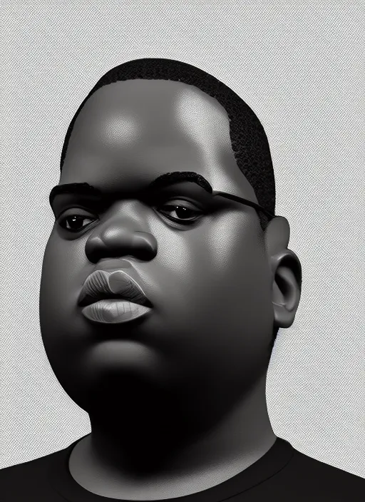 Image similar to full body 3 d render of notorious big as a funko pop, studio lighting, white background, blender, trending on artstation, 8 k, highly detailed