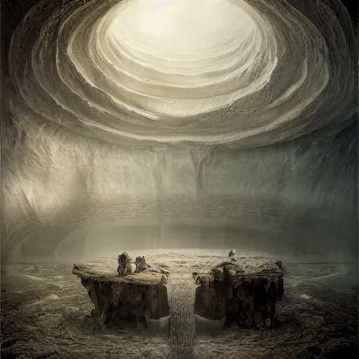 Image similar to michal karcz surrealism drawing of the beginning of time. , horror theme, detailed, elegant, intricate, 4k, Renaissance painting