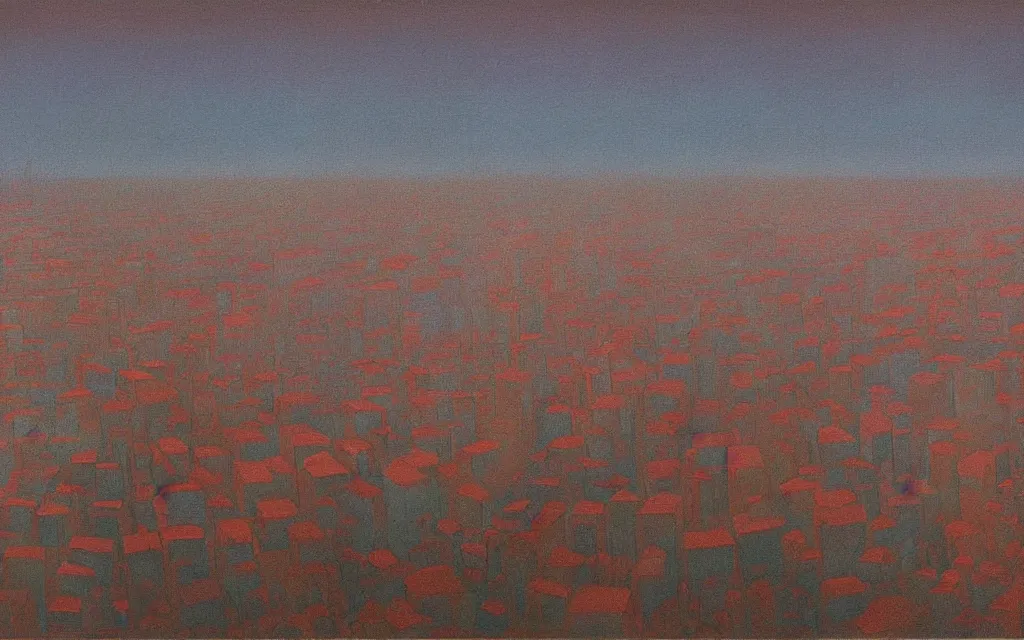 Image similar to greenpoint brooklyn, oil painting by zdzisław beksinski, iridescent color palette chromatic aberration