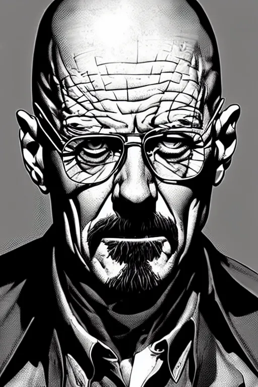 Image similar to character art by mike deodato, walter white, absolute chad