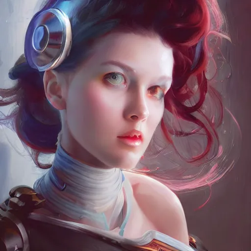 Image similar to A portrait of a cybernetic royal baroque gamer girl. , trending on artstation, digital art, by Stanley Artgerm Lau, WLOP, Rossdraws, James Jean, Andrei Riabovitchev, Marc Simonetti, Yoshitaka Amano