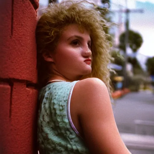 Image similar to a candid, intimate, authentic, portrait, high resolution, color, digital photo of a cute 2 2 year old alternative woman from brisbane in the year 1 9 8 8. slightly long shot