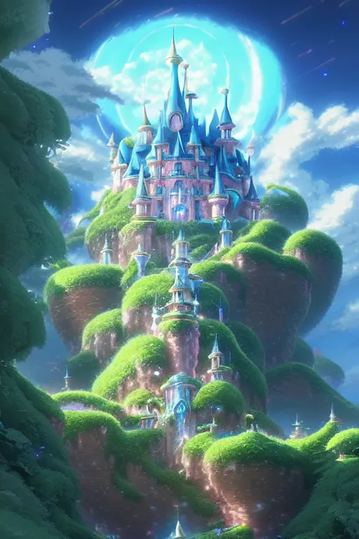 Image similar to ! dream crystal sonic the hedgehog castle, exquisite details, denoised, mid view, by artsation, greg rutkowski, makoto shinkai, takashi takeuchi, studio ghibli