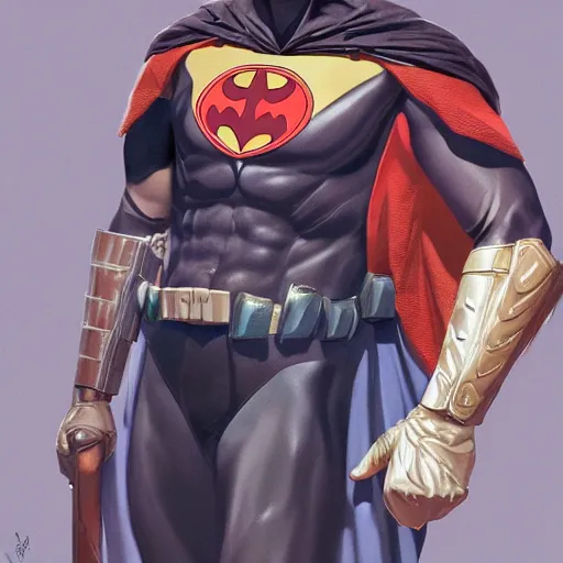 Image similar to Donny Berger as Batman, Donny Berger, Adam Sandler, digital art, trending on artstation, oil on canvas by J. C. Leyendecker and Edmund Blair Leighton and Charlie Bowater, octane render, cinematic