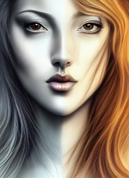 Prompt: difference between realityand dream, aesthetic, fine art, intricate, elegant, highly detailed, realistic hair, centered, digital painting, art station, conceptual art, soft, sharp focus, illustration, artwork, artgerm, salvador dali