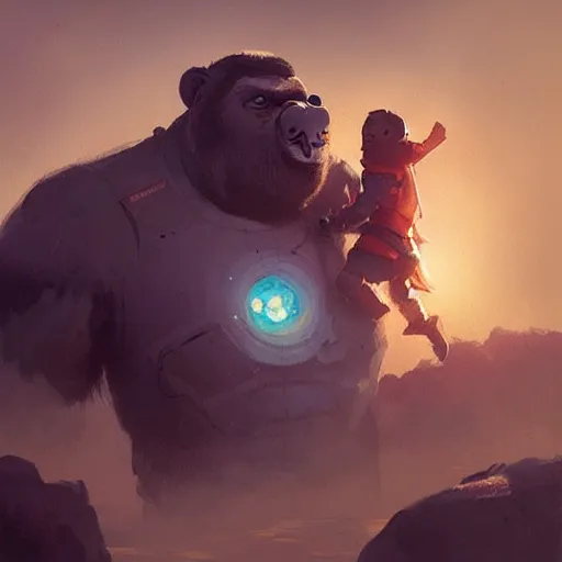 Prompt: 👨‍🚀🦍, digital Art, Greg rutkowski, Trending artstation,cinematographic