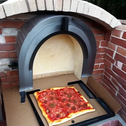 Image similar to shocked man opens pizza oven and discovers a pizza