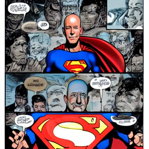 Prompt: Jeff bezos winning battle against Superman