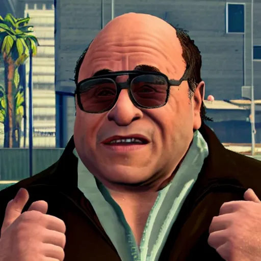 Prompt: danny devito inside of grand theft auto 5