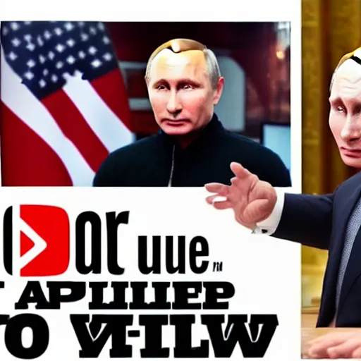 Prompt: putin making a youtube apoligy video