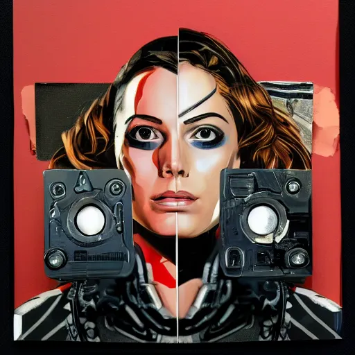 Image similar to a portrait of a single female android, by MARVEL comics and Sandra Chevrier, pinhole camera