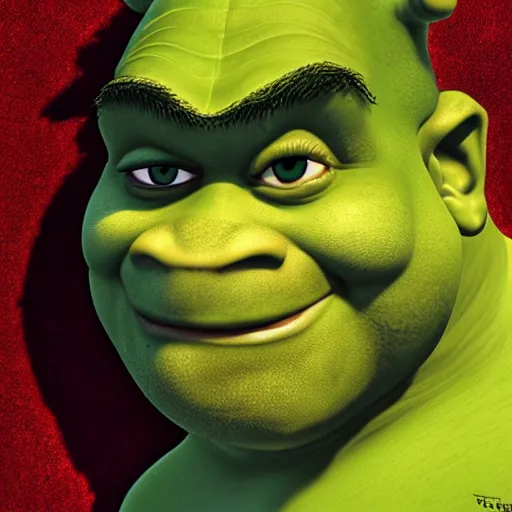 Image similar to Extremely detailed portrait of Shrek, by Miguel Vasquez