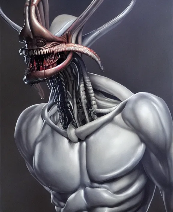 Image similar to xenomorph, art by denys tsiperko and bogdan rezunenko, hyperrealism