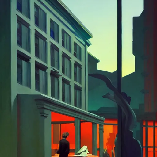 Prompt: LA noir, very coherent, painted by Edward Hopper, Wayne Barlowe, painted by James Gilleard, airbrush, art by JamesJean