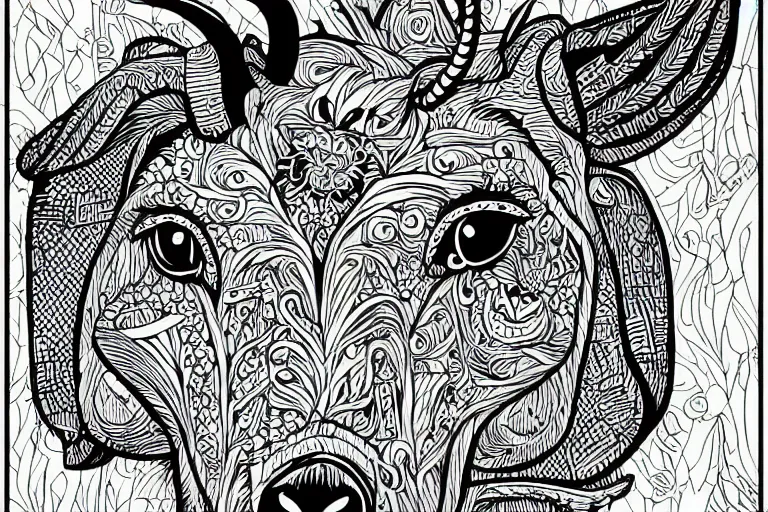Prompt: a vector illustration of a mad goat in lowbrow art style, highly detailed, elegant, intricate