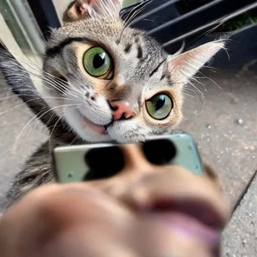 Image similar to selfie of a funny cat