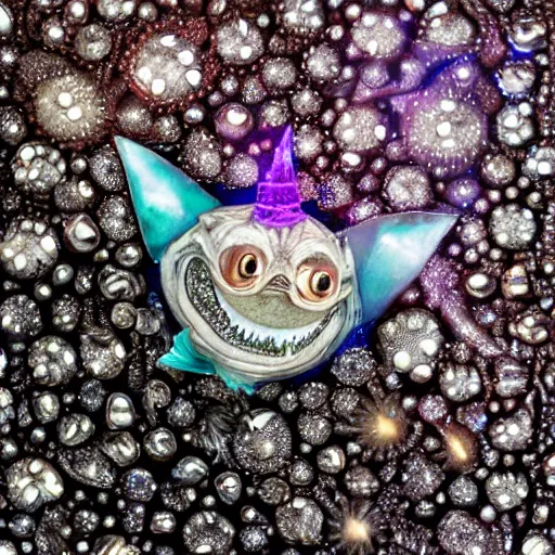 Image similar to A diamond encrusted angler fish with jeweled teeth