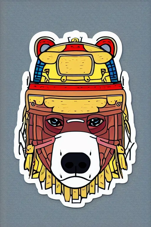 Image similar to Portrait of a polar bear as a samurai, knight, medieval, sticker, colorful, illustration, highly detailed, simple, smooth and clean vector curves, no jagged lines, vector art, smooth