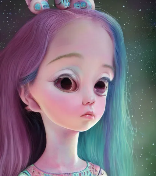 Prompt: very beautiful portrait of an extremely cute and adorable glitchpunk girl, smooth, perfect face, fantasy, character design by mark ryden and pixar and hayao miyazaki, sharp focus, concept art, summer vibrancy, intricate detail, cinematic lighting, hyperrealistic, close - up, 3 5 mm, diorama macro photography,