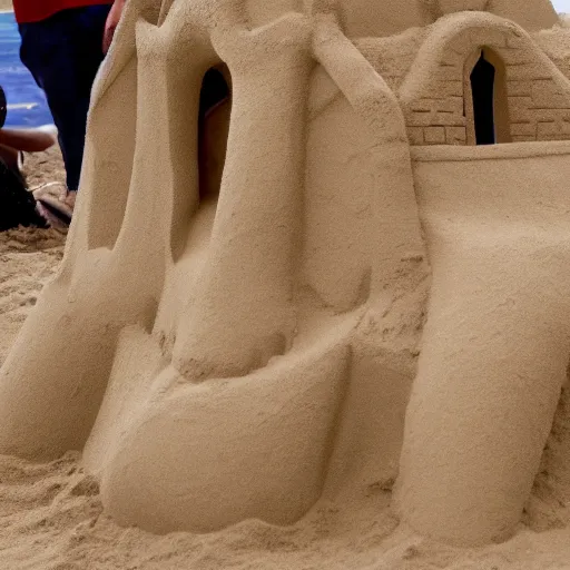 Prompt: a photo of a sand castle, which looks like a spider, trending on artstation