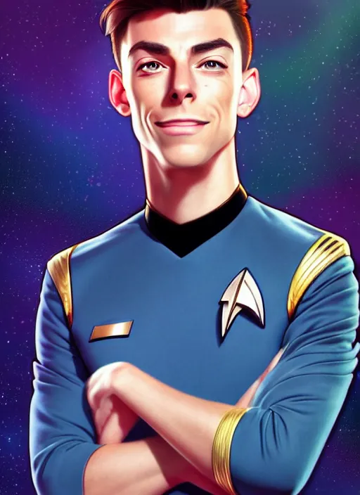 Prompt: cute star trek officer kai havertz, natural lighting, path traced, highly detailed, high quality, digital painting, by don bluth and ross tran and studio ghibli and alphonse mucha, artgerm