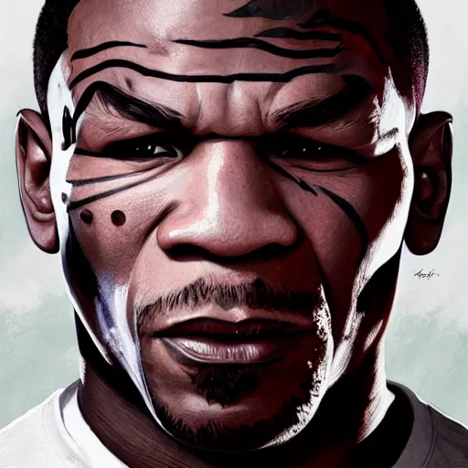 Image similar to highly detailed portrait, mike tyson, in gta v, stephen bliss, unreal engine, fantasy art by greg rutkowski, loish, rhads, ferdinand knab, makoto shinkai and lois van baarle, ilya kuvshinov, rossdraws, tom bagshaw, global illumination, radiant light, detailed and intricate environment