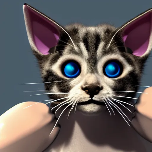 Image similar to crypto trading lyoki kitten from the future, wearing a cool vr headset 8 k hyperrealistic, trending on artstation