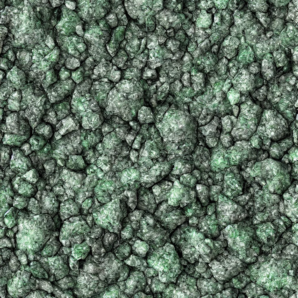 Image similar to long green crystals sticking out of the rock surface, detailed ground terrain albedo texture, flat, 2 d texture, seamless