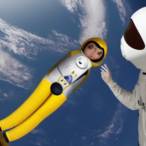 Image similar to a banana wearing an astronaut suit