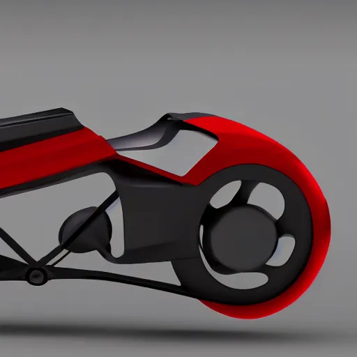 Image similar to detailed design, prototype of next Gen concept red minimalistic motorcycle, Japanese engineering, blade runner style, 3d, photorealism